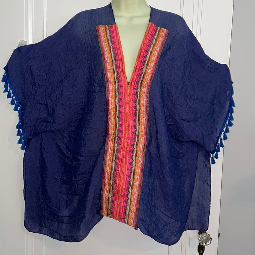 NWT Anna & Ava semi sheer‎ navy blue tunic or swimsuit coverup